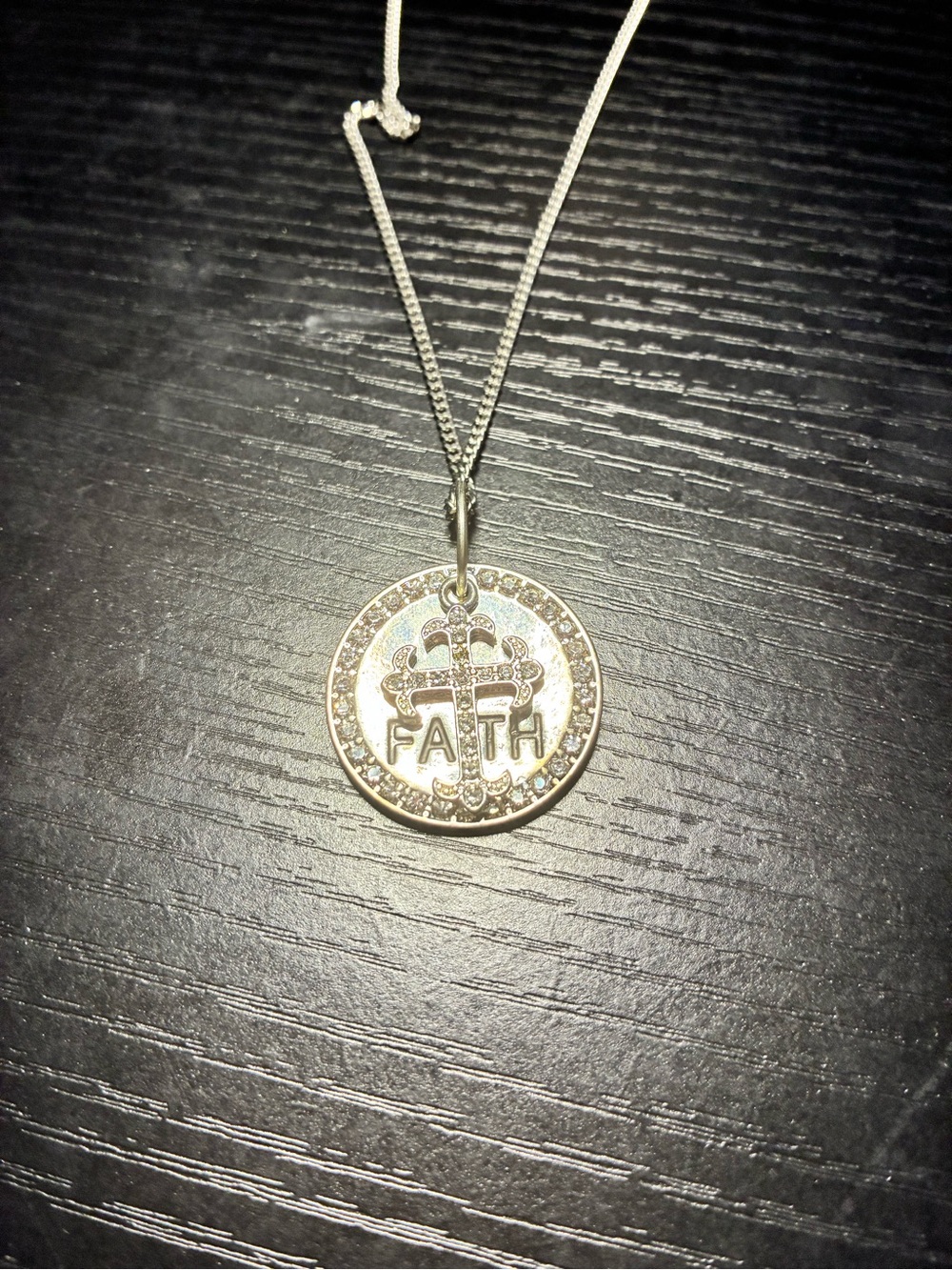 FAITH Crystal Cross Pendant Necklace in Silver